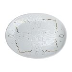 Grand plat de service ovale en cramique blanc dor