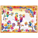 Grand plateau 50 cm en mlamine motif perroquet sur dgrad orange