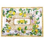 Grand plateau en melamine à poignées imprimé citrons 55 cm Grand plateau en melamine à poignées imprimé citrons 55 cm