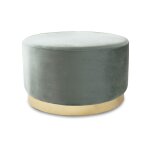 Grand pouf en laiton vert et mtal dor