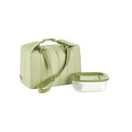Grand sac isotherme vert à bandoulière et boîte hermétique bio Grand sac isotherme vert à bandoulière et boîte hermétique bio