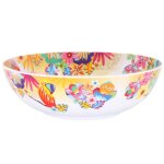 Grand saladier mlamine motif perroquet sur dgrad orange 31 cm