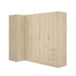 Grande armoire effet bois beige 195x90h184 cm