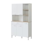 Grande armoire polyvalente effet bois beige, blanc 180x40 cm Grande armoire polyvalente effet bois beige, blanc 180x40 cm