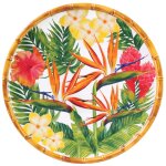 Grande assiette plate en mélamine imprimé de fleurs exotiques Ø 28 cm Grande assiette plate en mélamine imprimé de fleurs exotiques Ø 28 cm