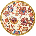Grande assiette plate en mélamine imprimé de fleurs indiennes Ø 28 cm Grande assiette plate en mélamine imprimé de fleurs indiennes Ø 28 cm