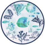 Grande assiette plate mélamine en imprimé marin 26, 5 cm Grande assiette plate mélamine en imprimé marin 26, 5 cm