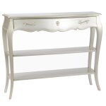 Grande console e 1 tiroir et 2 niveaux 110x30 argent en bois