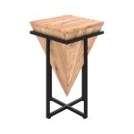 Grande sellette en bois d'acacia et mtal