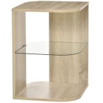 Guridon design contemporain tagre verre tremp aspect chne clair