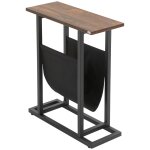 Guridon - porte - revue tissu noir - mtal noir aspect bois