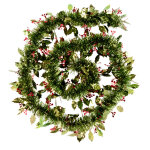 Guirlande de no�l houx artificiel vert et rouge l200