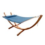 Hamac pour 2 personnes avec structure en bois fsc, bleu