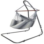 Hamac chaise xl en coton gris et support en m�tal