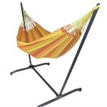 Hamac l en coton multicolore et support en mtal