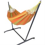 Hamac l en coton mutlicolore et support en mtal