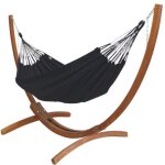 Hamac l en coton noir et support en bois Hamac l en coton noir et support en bois