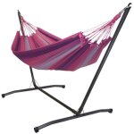 Hamac l en coton rose et support en mtal