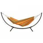 Hamac en coton xl vert et jaune et support en m�tal xl