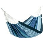 Hamac double en toile ray bleu et vert