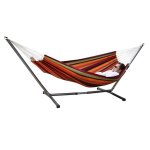 Hamac avec support mtal en coton couleur tropical