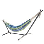 Hamac sur pied 2, 6 m avec toile en polyester bleu et vert