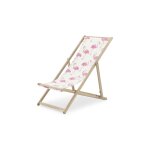 Hamac tissu de jardin flamants roses pliant bois couleur claire