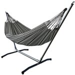 Hamac xl en coton noir et blanc et support en métal Hamac xl en coton noir et blanc et support en métal