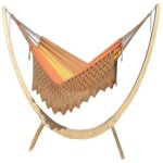 Hamac xl en coton orange et pied en bois d'pica