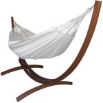 Hamac xxl en coton écru et pied en bois de mélèze Hamac xxl en coton écru et pied en bois de mélèze