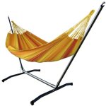 Hamac xxl en coton multicolore et support en mtal