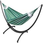 Hamac xxl en coton multicolore et support en mtal