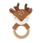 Hochet bb faon tricot orange et marron