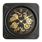 Horloge carrée à mécanismes noir et doré 45cm Horloge carrée à mécanismes noir et doré 45cm