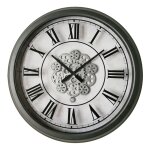 Horloge  mcanismes mtal blanche et argent 70cm