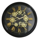 Horloge mécanismes noir et doré 80cm Horloge mécanismes noir et doré 80cm