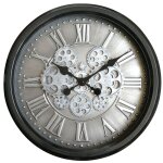 Horloge mécanismes noir fond argenté 52. 5cm Horloge mécanismes noir fond argenté 52. 5cm