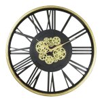 Horloge m�canismes sans fond noir dor� 80cm