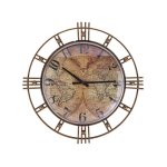 Horloge murale 63 cm marron dor