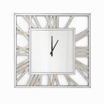 Horloge murale carr�e glamour en verre miroir biseaut�