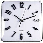 Horloge murale carr�e en verre noir et blanc 31x31x5. 5cm