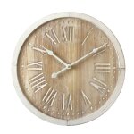 Horloge murale  chiffres romains effet bois blanc et marron  40 cm