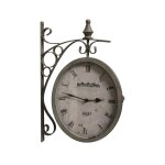 Horloge murale dcorative double face vintage mtal marron 48 cm