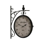 Horloge murale dcorative gare double face vintage mtal gris 48cm