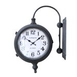 Horloge murale gare double face dcorative vintage mtal gris 57cm