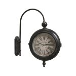 Horloge murale gare double face dcorative vintage mtal marron 57cm