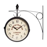 Horloge murale de gare en mtal noir 42x24