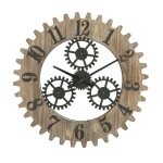 Horloge murale en m�tal marron et bois � cm 60x4