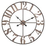 Horloge murale en mtal noir effet blanchi d80