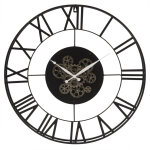 Horloge murale perp�tuelle � rouages en m�tal noir d70
